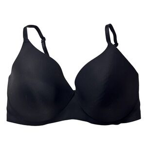 Eby Bra 34DD Black Seamless Wirefree Wireless Plunge Full Coverage Opaque